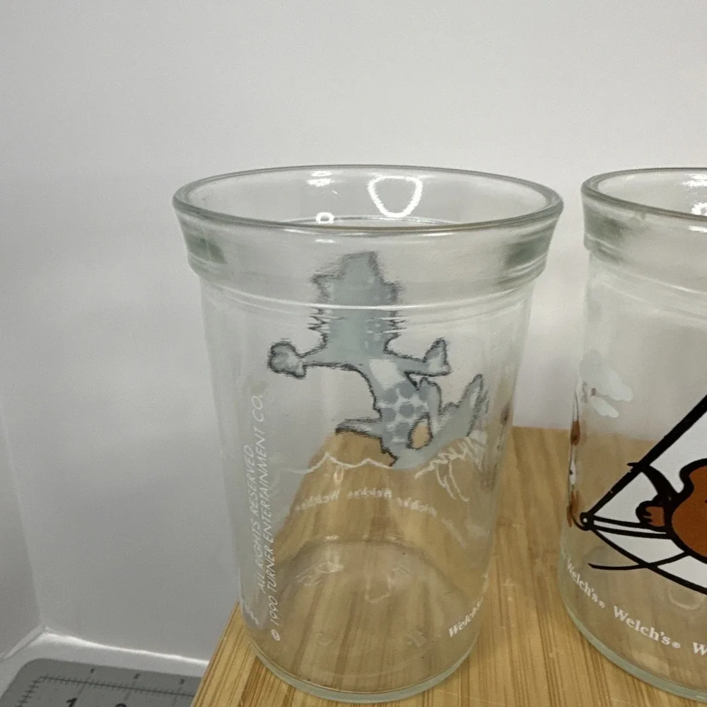 Set Of 3 Vintage 1990‎ Welch's Jelly Jar Glasses Tom And Jerry